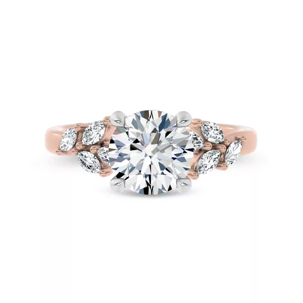 Seravine Leaf Accent Lab Engagement Ring