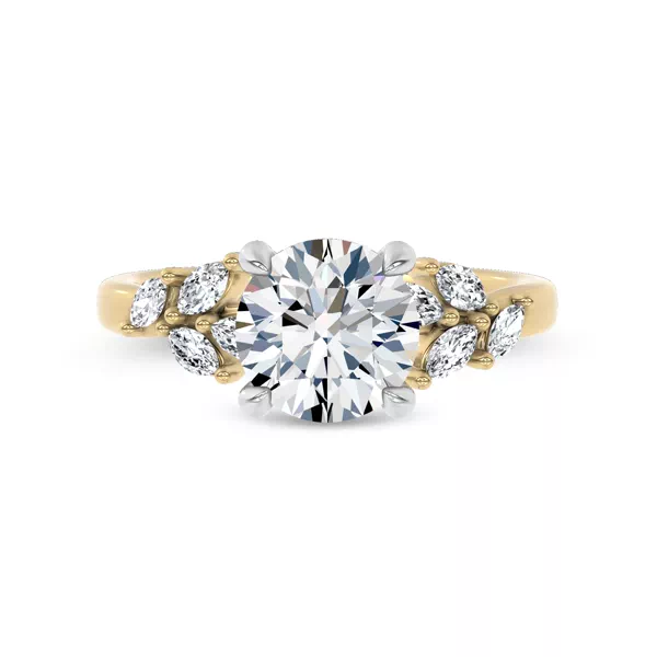 Seravine Leaf Accent Engagement Ring