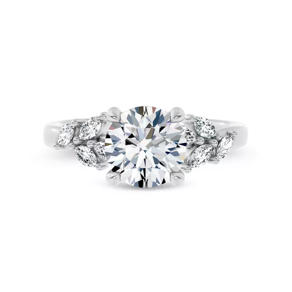 Seravine Leaf Accent Lab Engagement Ring
