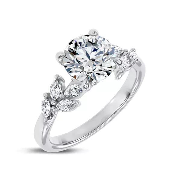 Seravine Leaf Accent Engagement Ring