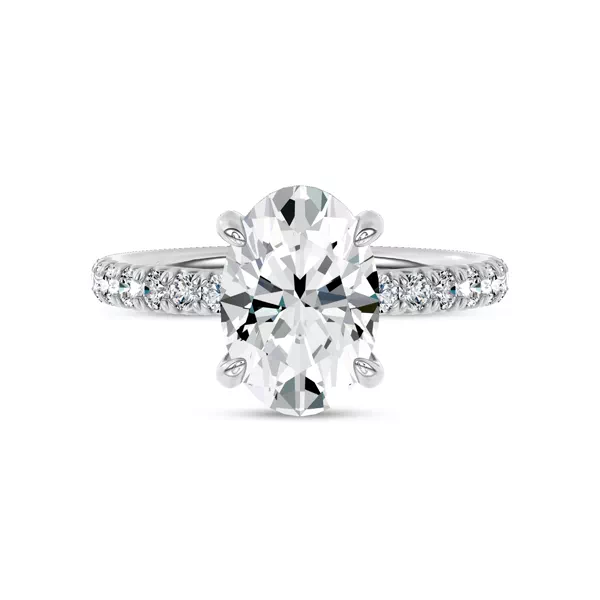 Sculpted C-Prong Pavé Lab Engagement Ring by Christian Siriano 