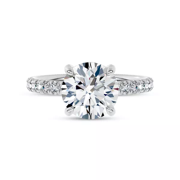 Sculpted C-Prong Pavé Engagement Ring by Christian Siriano 