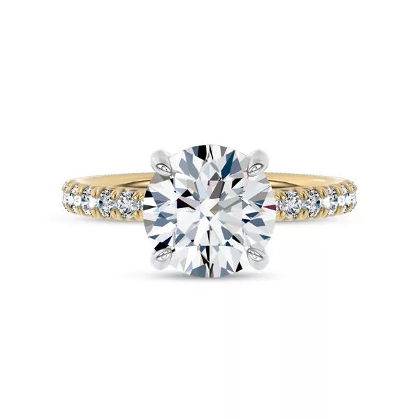 Sculpted C-Prong Pavé Lab Engagement Ring by Christian Siriano 