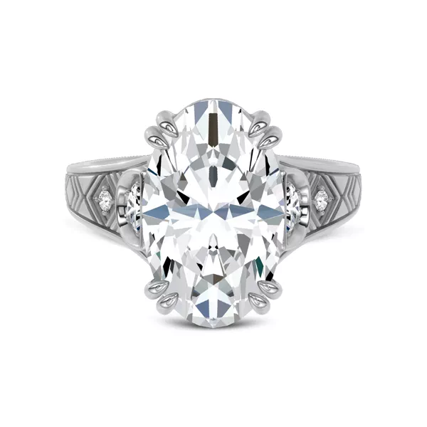 Vintage Cathedral Half-Moon Lab Diamond Engagement Ring