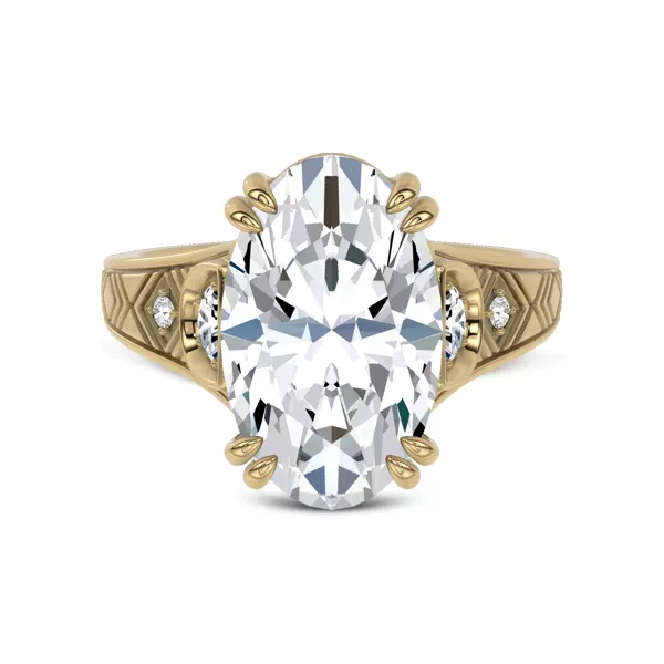 Vintage Cathedral Half-Moon Lab Diamond Engagement Ring