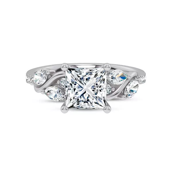 Hayden Curved Vine Lab Engagement Ring With 1.8 Carat Princess Diamond