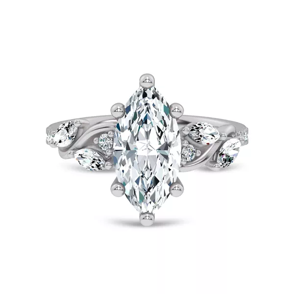 Hayden Curved Vine Lab Engagement Ring With 1.01 Carat Marquise Diamond
