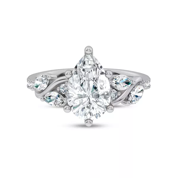 Hayden Curved Vine Lab Engagement Ring With 1.04 Carat Pear Diamond