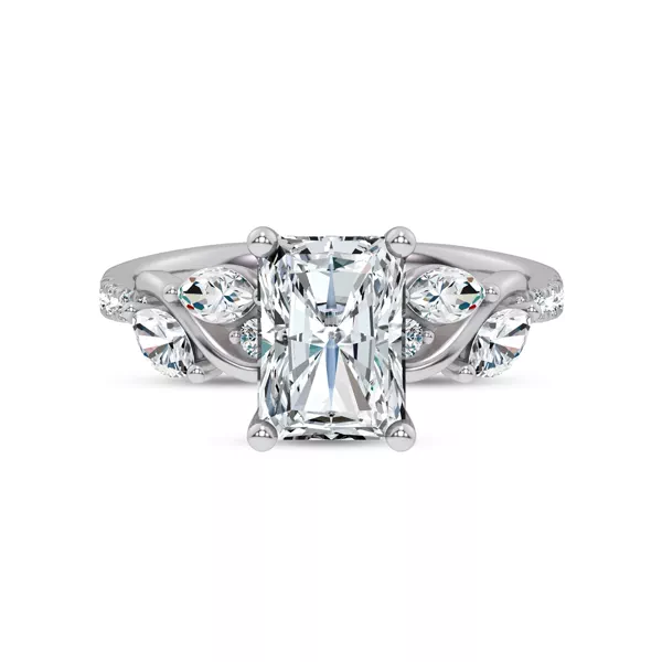Hayden Curved Vine Lab Engagement Ring With 1.19 Carat Radiant Diamond