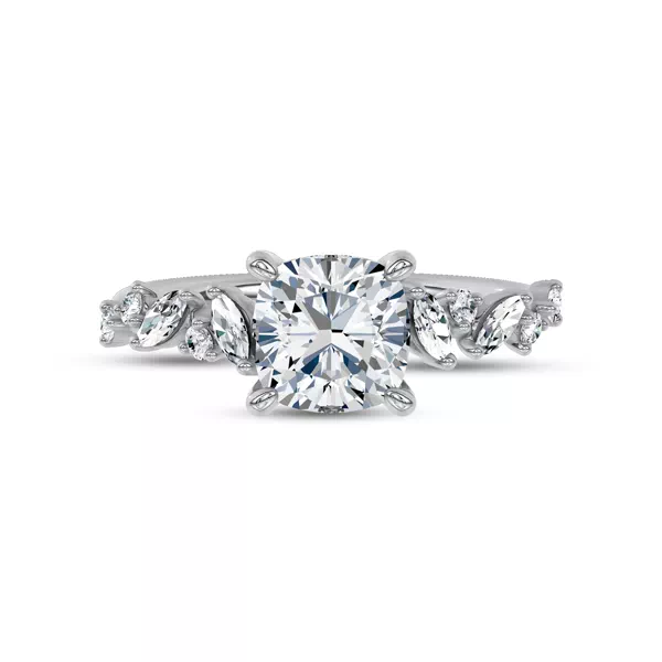 Hayley Scattered Lab Diamond Engagement Ring With 1.6 Carat Cushion Diamond