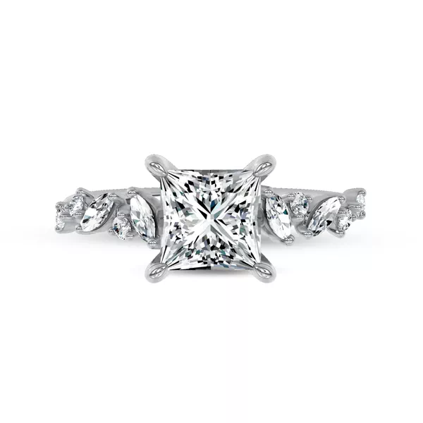 Hayley Scattered Lab Diamond Engagement Ring With 1.8 Carat Princess Diamond