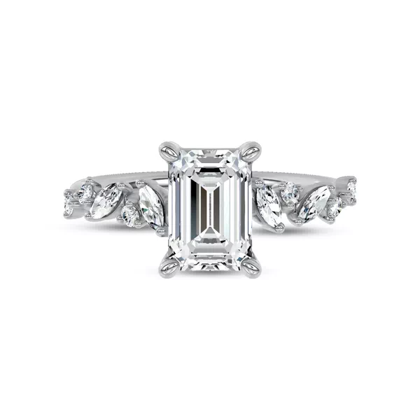 Hayley Scattered Lab Diamond Engagement Ring With 1.01 Carat Emerald Diamond