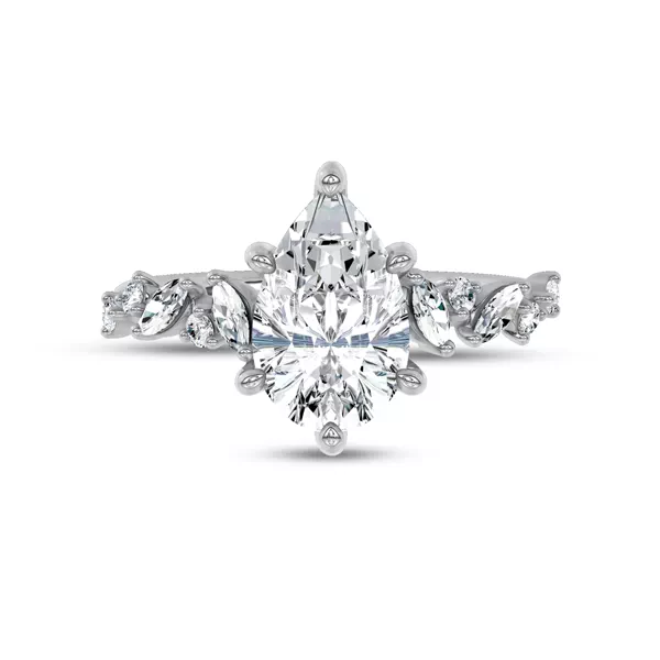 Hayley Scattered Lab Diamond Engagement Ring With 1.04 Carat Pear Diamond