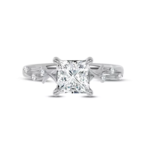 Vionne Vine Engagement Ring With 1.8 Carat Princess Diamond
