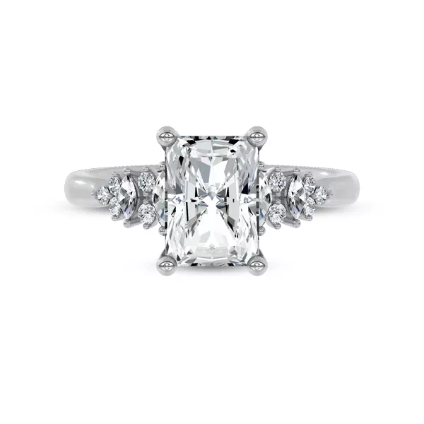Almita Marquise And Round Diamond Engagement Ring With 1.19 Carat Radiant Diamond