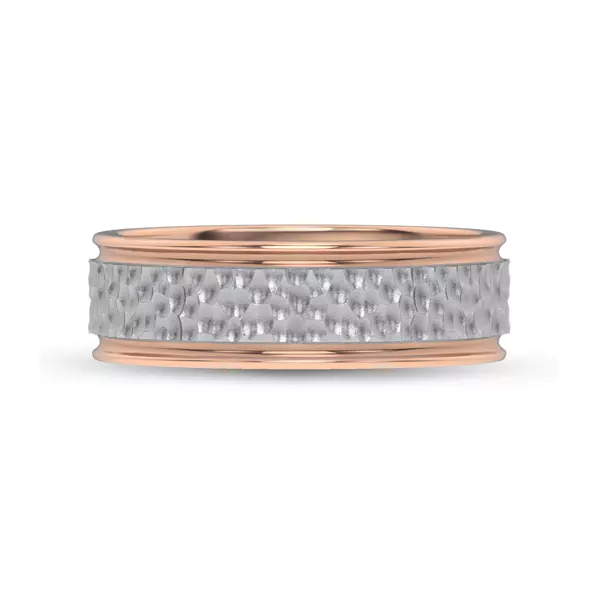 Brushed Hammered Center High-Polish Edge Band (7.1mm)