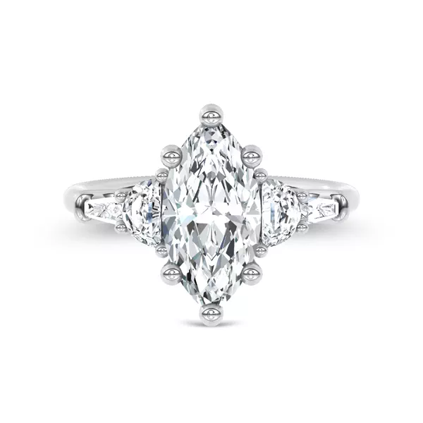Lunare Half-Moon Lab Engagement Ring