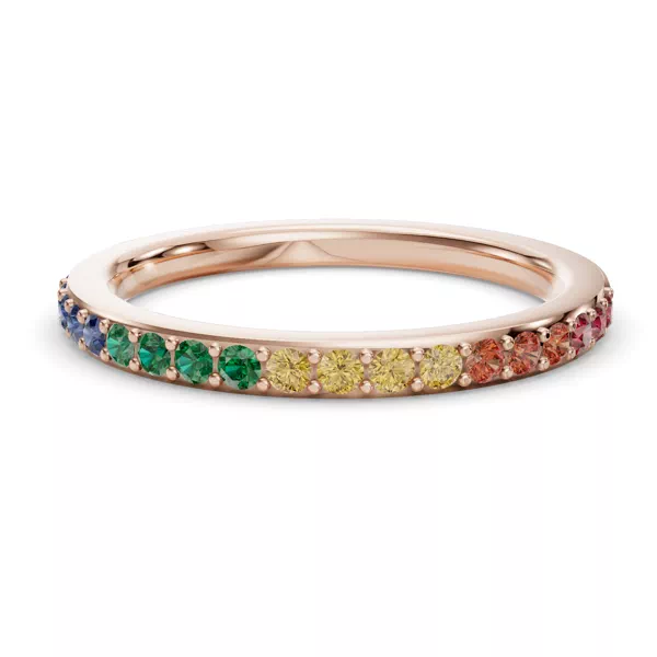 Rainbow Sapphire Half Eternity Band