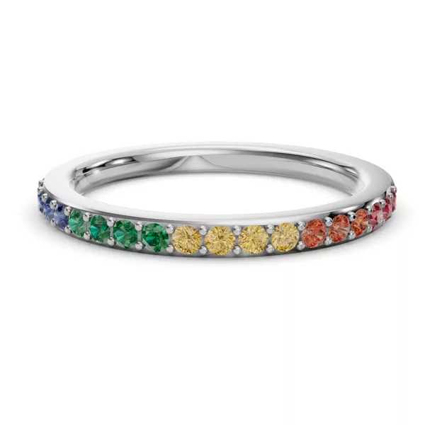 Rainbow Sapphire Half Eternity Band