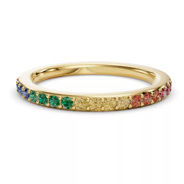 Rainbow Sapphire Half Eternity Band