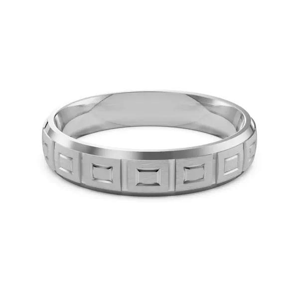 Square Diamond Cut Carved Band (4mm)