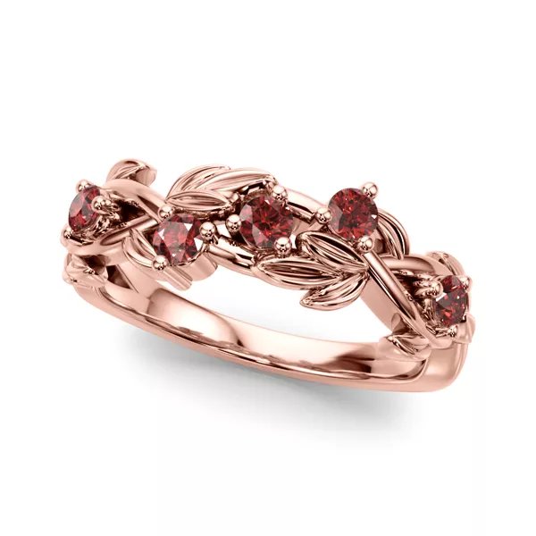 Flamenco Lab Ruby Twisted Vine & Leaf Wedding Band