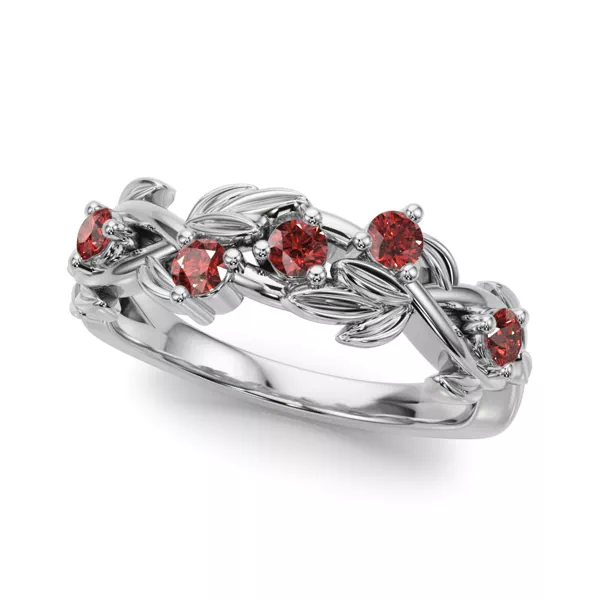 Flamenco Lab Ruby Twisted Vine & Leaf Wedding Band
