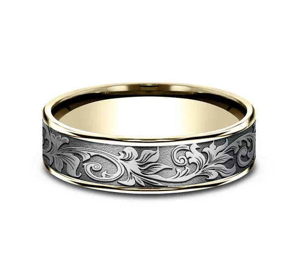 Imperium Floral Scroll Comfort-Fit Band (6.5mm)