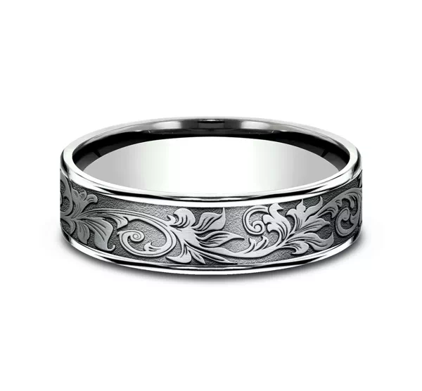 Imperium Floral Scroll Comfort-Fit Band (6.5mm)