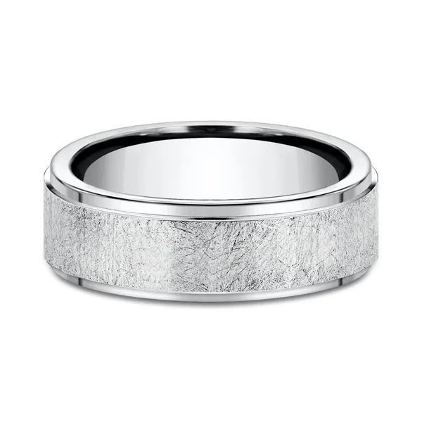 Cobalt Linen Finish Step Edge Comfort-Fit Band (7mm)