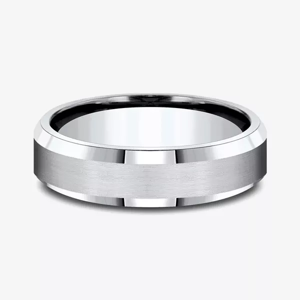 Cobalt Satin Bevel Edge Comfort-Fit Band (6mm)