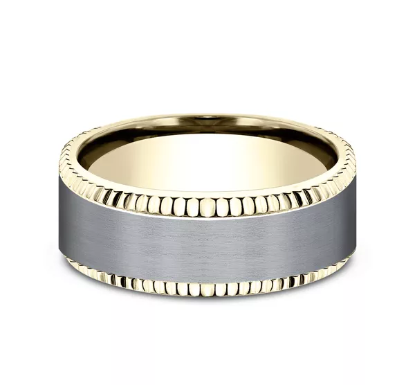 Bastion Fluted Bevel Grey Tantalum Comfort-Fit Band (8mm)