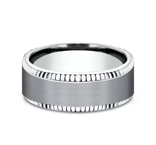 Bastion Fluted Bevel Grey Tantalum Comfort-Fit Band (8mm)