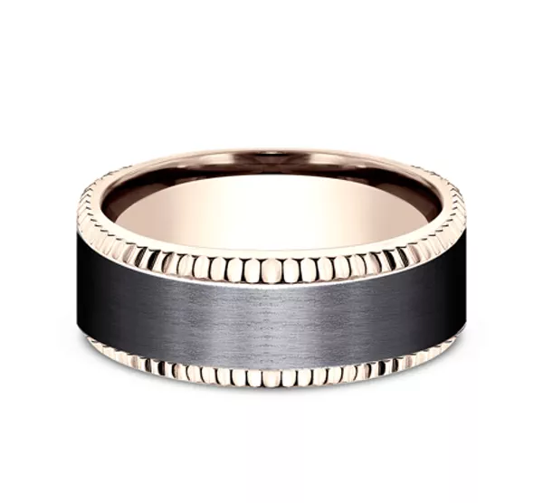 Bastion Fluted Bevel Black Titanium Comfort-Fit Band (8mm)