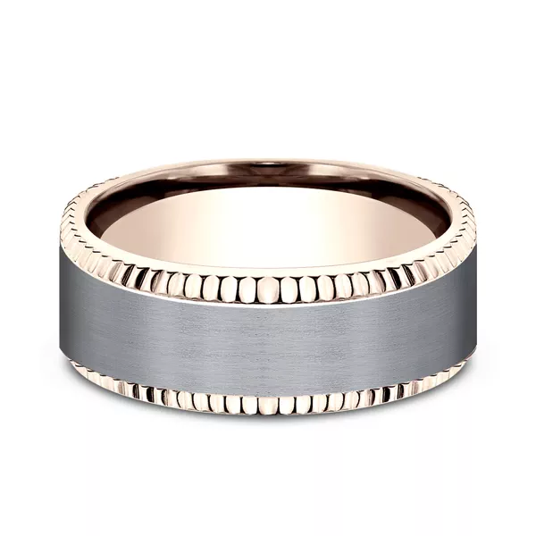 Bastion Fluted Bevel Grey Tantalum Comfort-Fit Band (8mm)