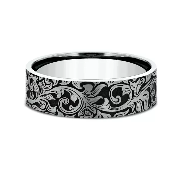 Nightfall Engraved Flat Comfort-Fit Band (8mm)