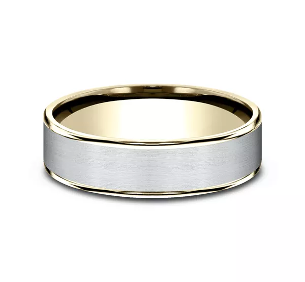 Axis Satin Two-Tone Comfort-Fit Band (6.5mm)