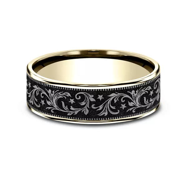 Midnight Star Engraved Comfort-Fit Band (7.5mm)