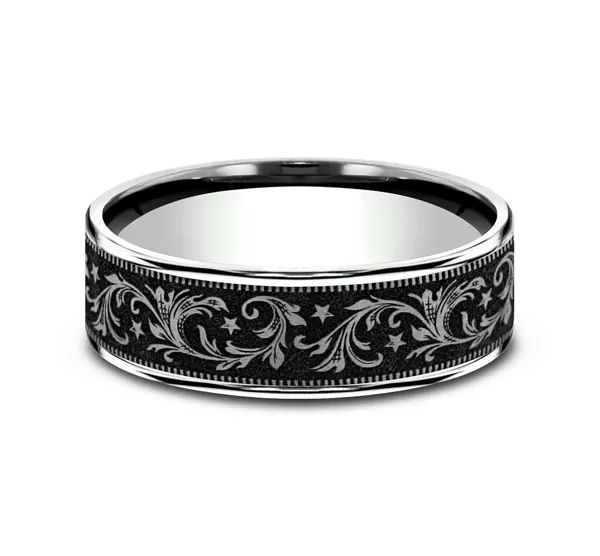 Midnight Star Engraved Comfort-Fit Band (7.5mm)
