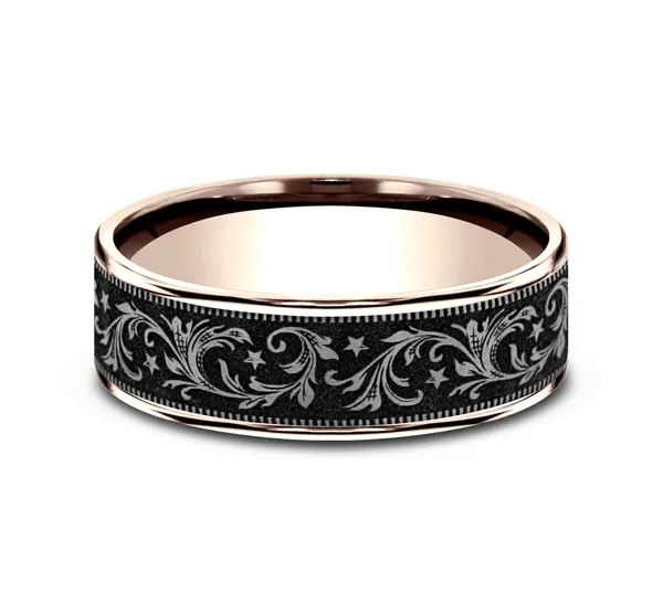 Midnight Star Engraved Comfort-Fit Band (7.5mm)