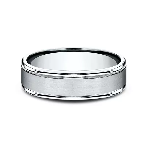 Satin Center Polished Edge Lightweight Comfort-Fit Band (6.5mm)