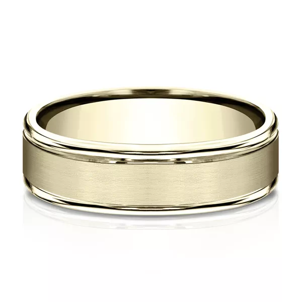 Satin Center Polished Edge Lightweight Comfort-Fit Band (6.5mm)