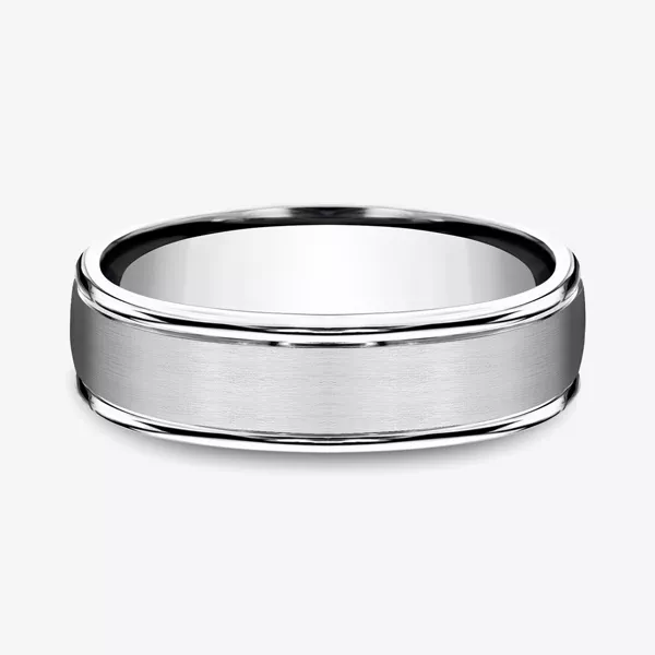Cobalt Satin Center Polished Edge Comfort-Fit Band (6mm)