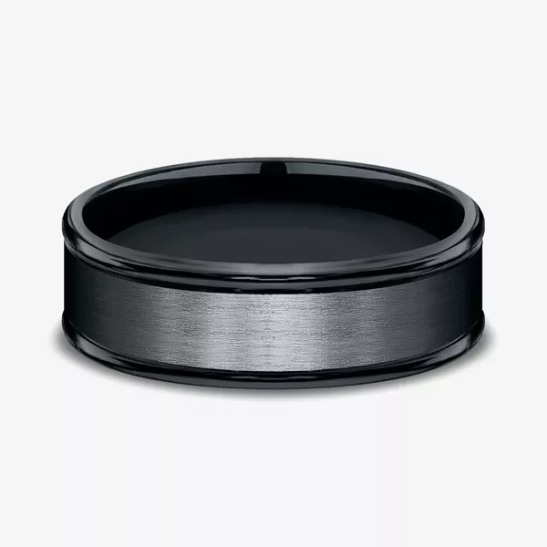 Black Cobalt Satin Center Polished Edge Comfort-Fit Band (6mm)