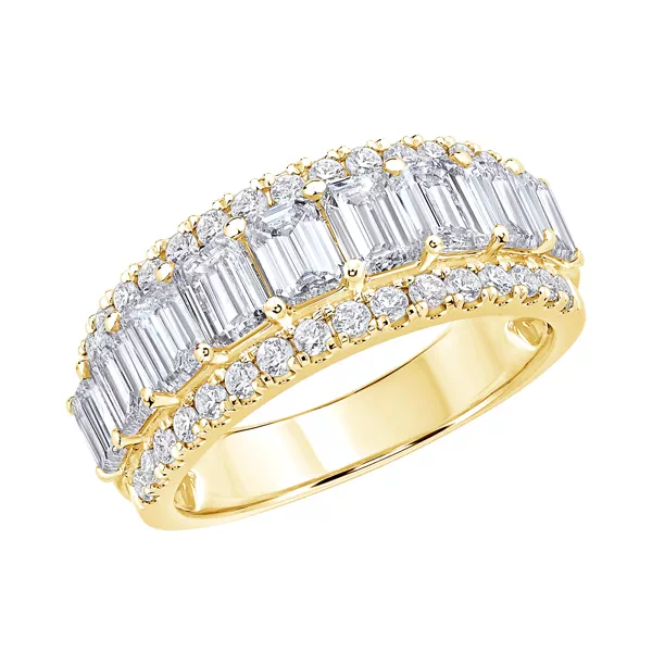 Vivant Emerald-Cut Trio Lab Diamond Band