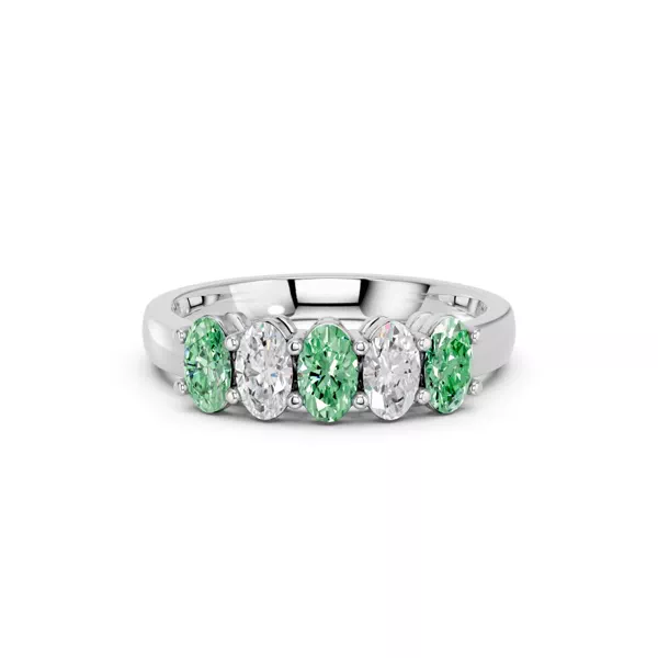 Green & White Lab Diamond Five-Stone Oval Band (1 ct. tw.)