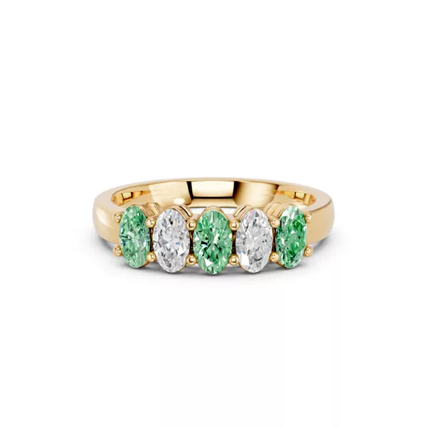 Green & White Lab Diamond Five-Stone Oval Band (1 ct. tw.)