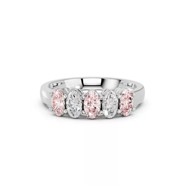 Pink & White Lab Diamond Five-Stone Oval Band (1 ct. tw.)