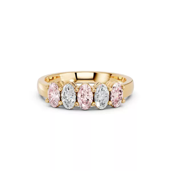 Pink & White Lab Diamond Five-Stone Oval Band (1 ct. tw.)