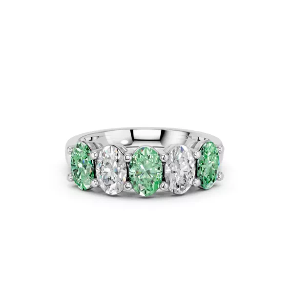Green & White Lab Diamond Five-Stone Oval Band (2 ct. tw.)